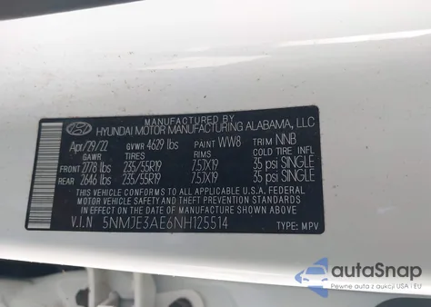 2022 Hyundai Tucson Limited из США, поврежденный, VIN 5NMJE3AE6NH125514